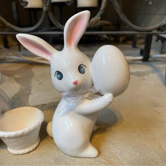 Easter and Spring White Ceramic Bunny Decor Set of Two - Picture 7 of 7